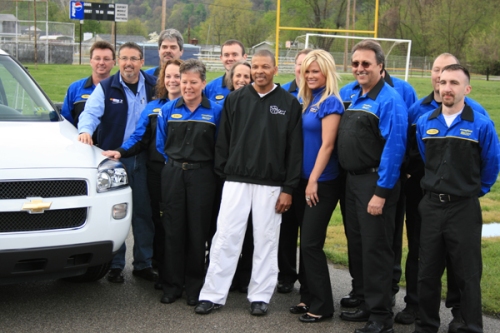 The crew from NASCAR Angels and Goodyear Gemini technicians from Appalachian Tire in Charleston